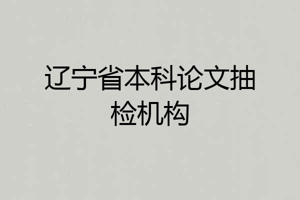 辽宁省本科论文抽检机构