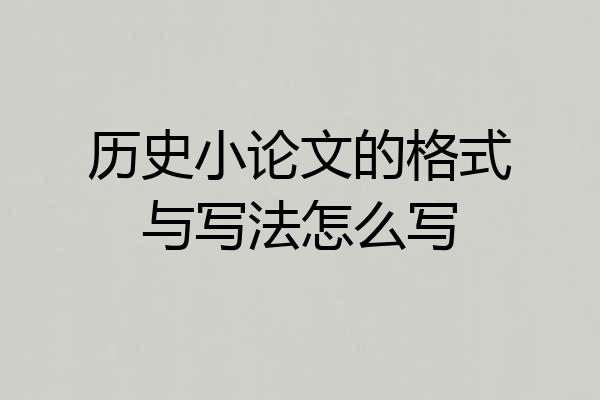 历史小论文的格式与写法怎么写