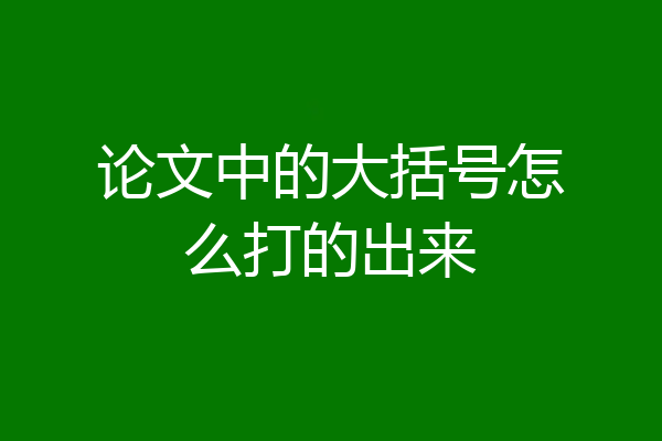 论文中的大括号怎么打的出来