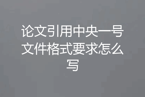论文引用中央一号文件格式要求怎么写