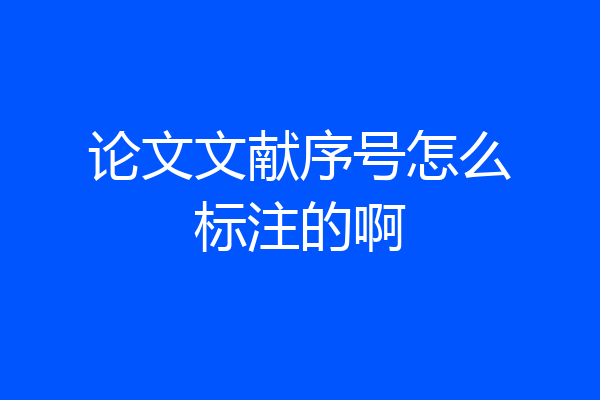 论文文献序号怎么标注的啊