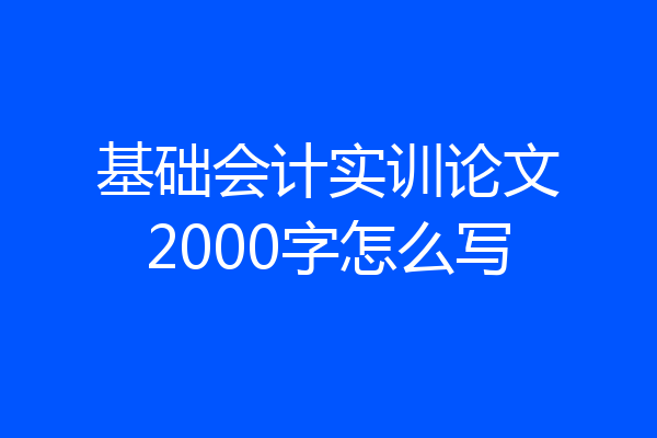 基础会计实训论文2000字怎么写