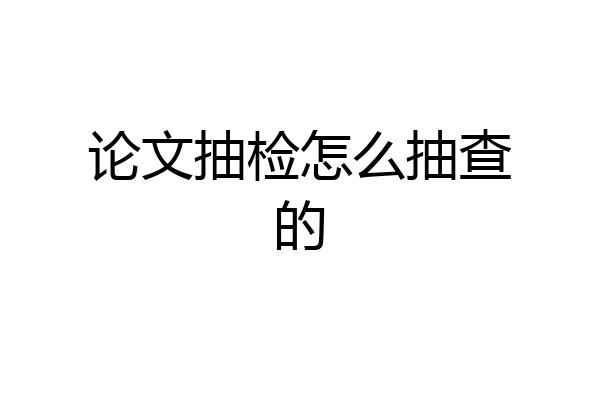 论文抽检怎么抽查的