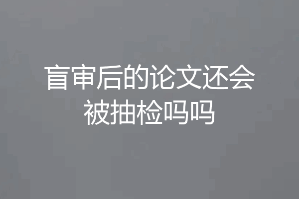 盲审后的论文还会被抽检吗吗