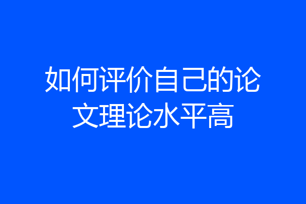 如何评价自己的论文理论水平高