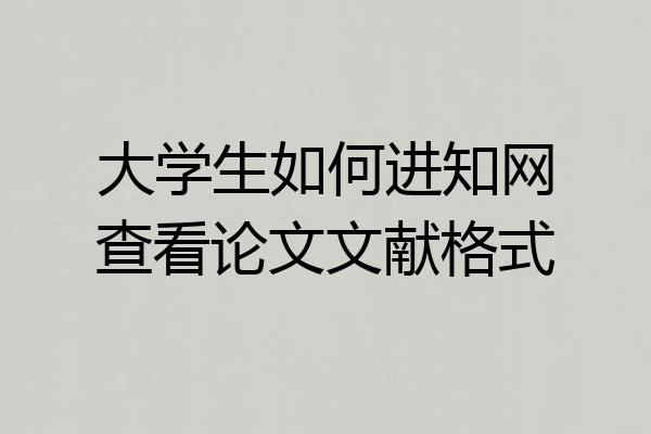 大学生如何进知网查看论文文献格式