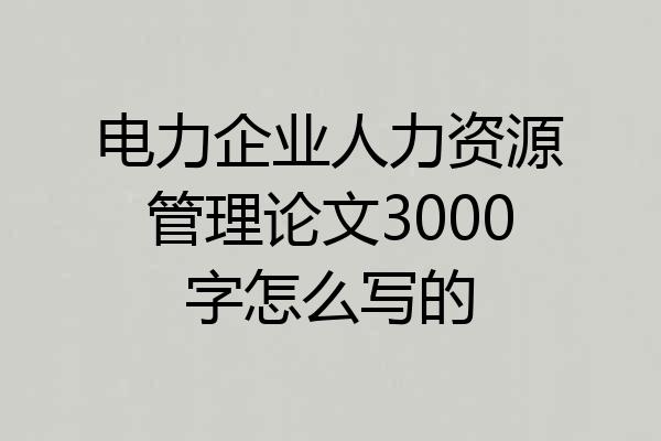 电力企业人力资源管理论文3000字怎么写的