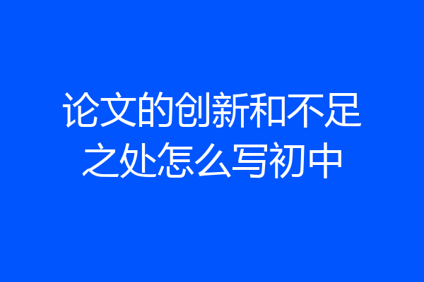 论文的创新和不足之处怎么写初中