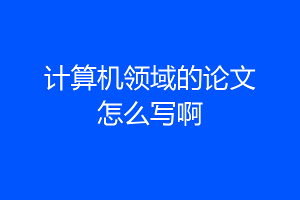 计算机领域的论文怎么写啊