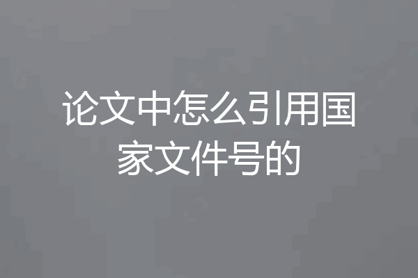 论文中怎么引用国家文件号的