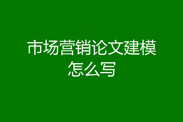 市场营销论文建模怎么写