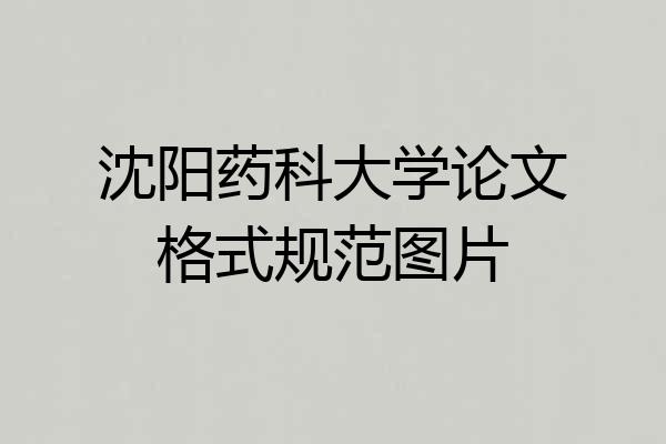 沈阳药科大学论文格式规范图片