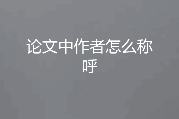论文中作者怎么称呼