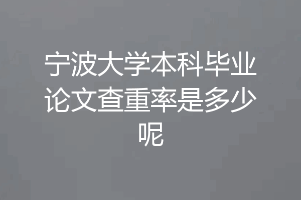宁波大学本科毕业论文查重率是多少呢