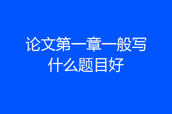 论文第一章一般写什么题目好
