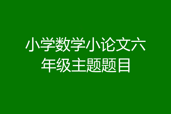 小学数学小论文六年级主题题目