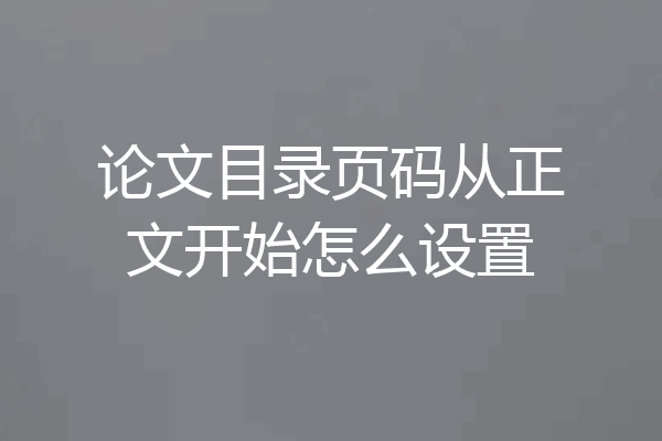 论文目录页码从正文开始怎么设置