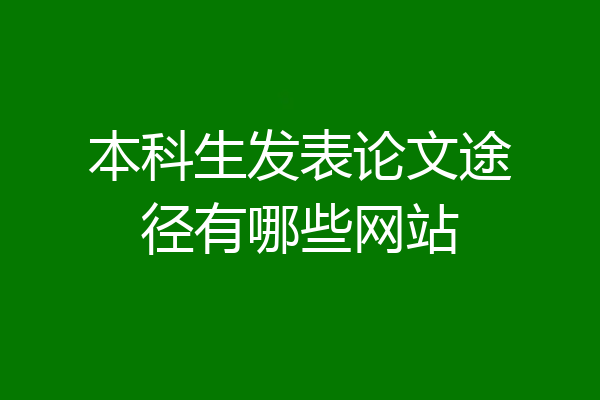本科生发表论文途径有哪些网站