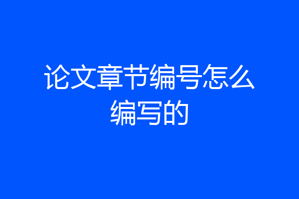 论文章节编号怎么编写的