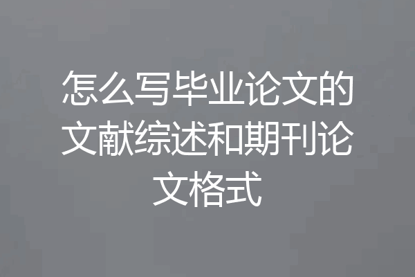 怎么写毕业论文的文献综述和期刊论文格式