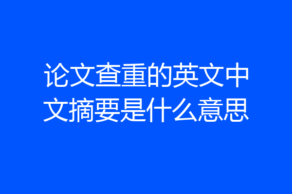 论文查重的英文中文摘要是什么意思