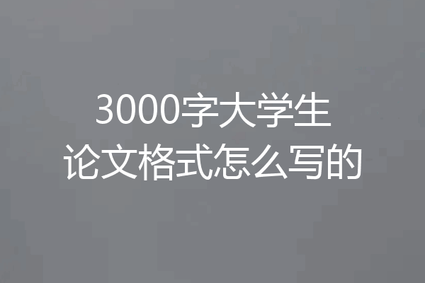 3000字大学生论文格式怎么写的
