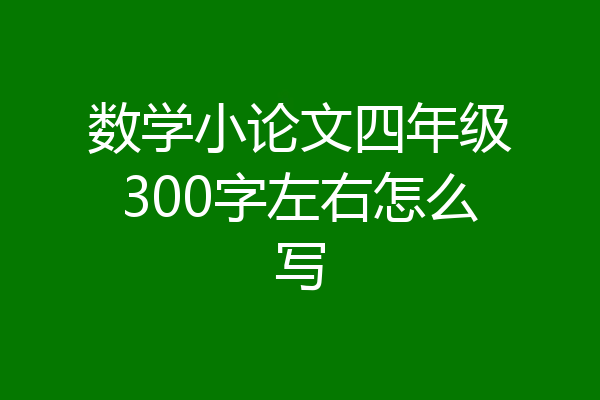 数学小论文四年级300字左右怎么写