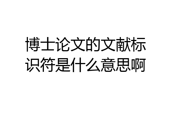 博士论文的文献标识符是什么意思啊