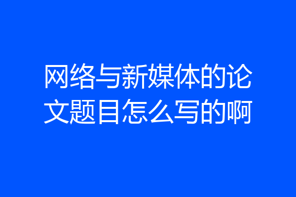 网络与新媒体的论文题目怎么写的啊