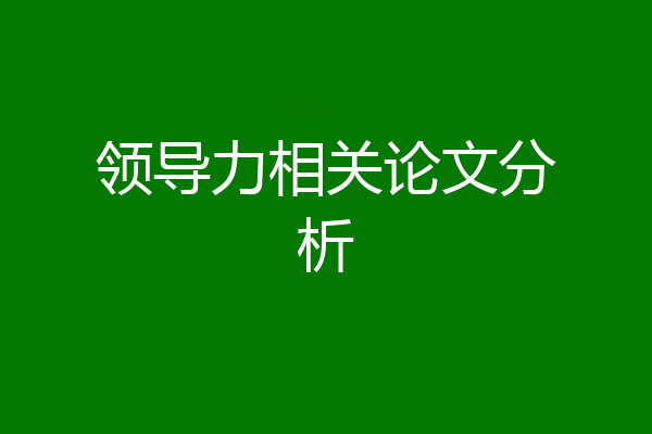 领导力相关论文分析