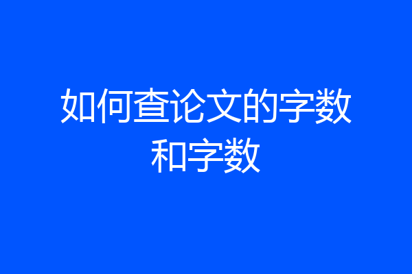如何查论文的字数和字数