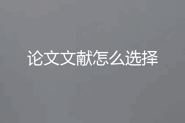 论文文献怎么选择