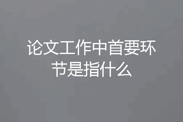 论文工作中首要环节是指什么