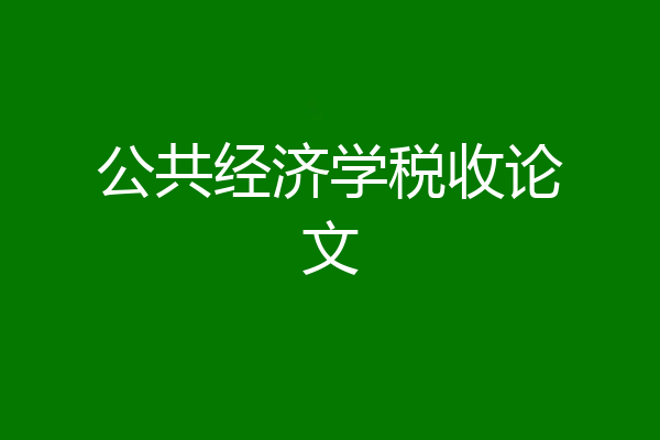 公共经济学税收论文