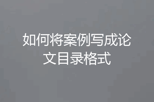 如何将案例写成论文目录格式