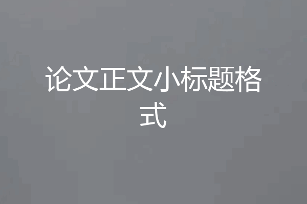 论文正文小标题格式