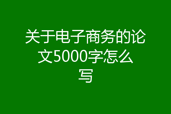 关于电子商务的论文5000字怎么写