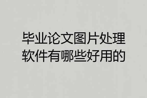 毕业论文图片处理软件有哪些好用的