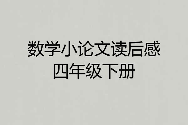 数学小论文读后感四年级下册