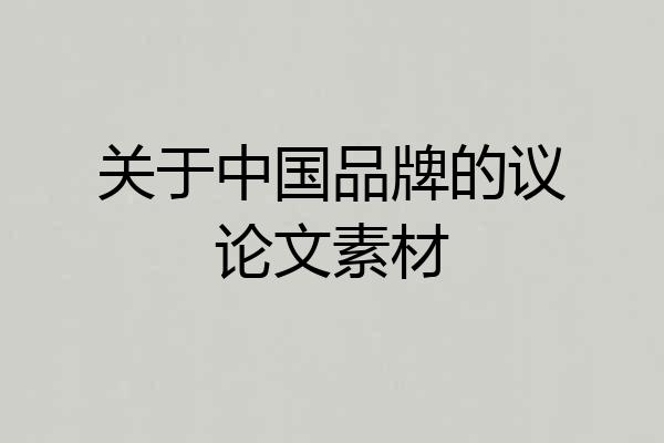 关于中国品牌的议论文素材