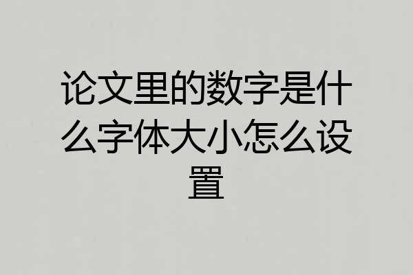 论文里的数字是什么字体大小怎么设置
