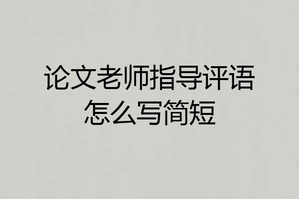 论文老师指导评语怎么写简短