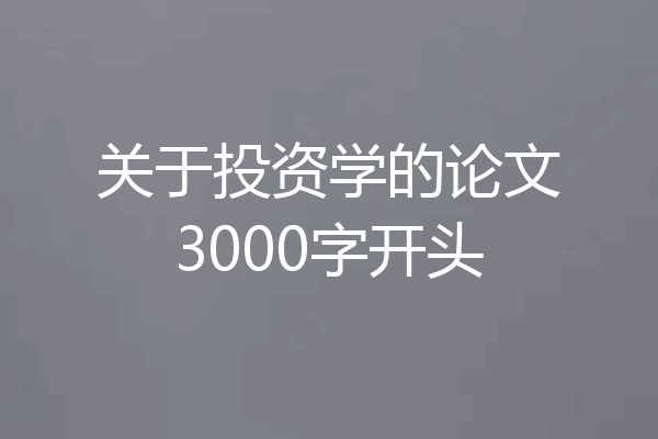 关于投资学的论文3000字开头