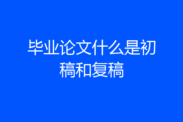 毕业论文什么是初稿和复稿