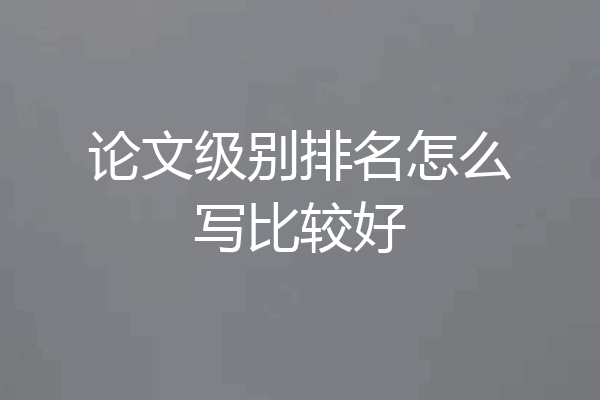 论文级别排名怎么写比较好