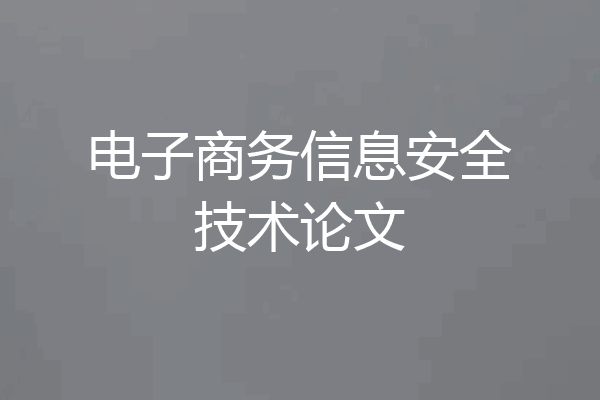 电子商务信息安全技术论文