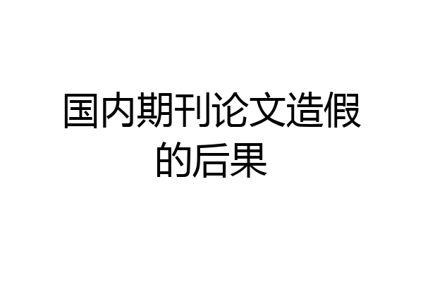 国内期刊论文造假的后果