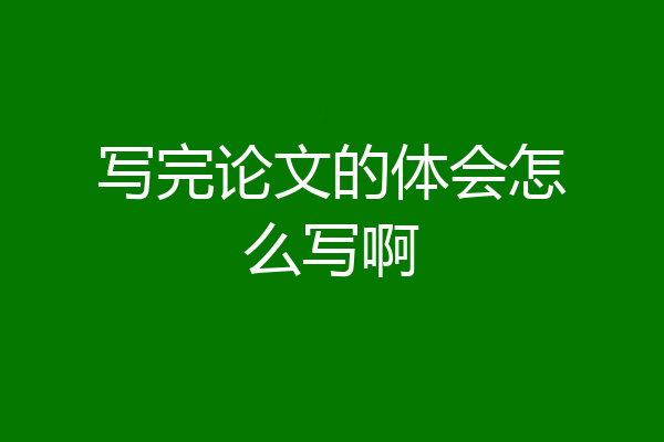 写完论文的体会怎么写啊