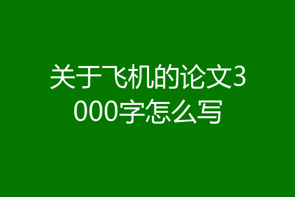 关于飞机的论文3000字怎么写