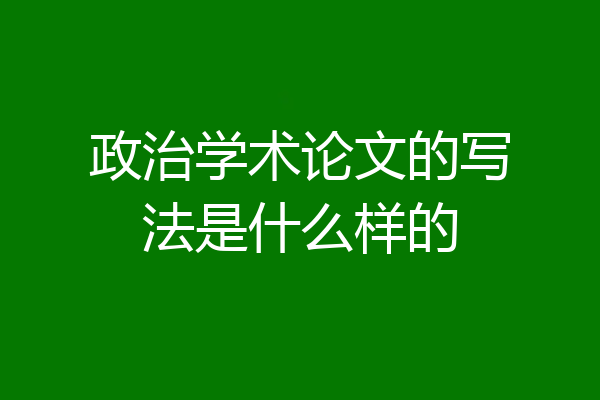 政治学术论文的写法是什么样的